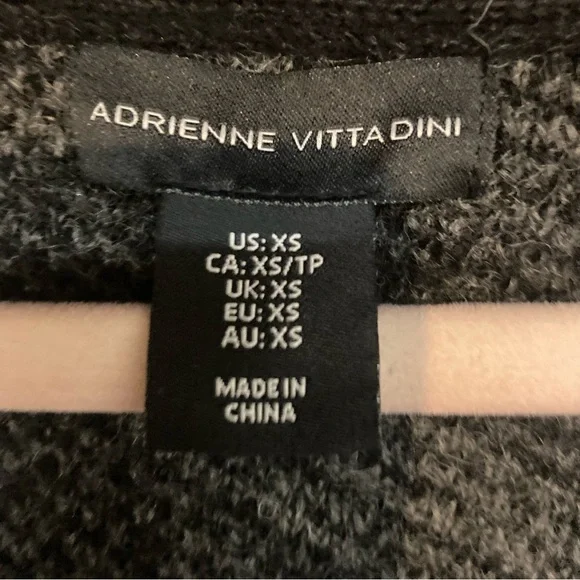 Adrienne Vittadini Charcoal XS Wool Blend Knit Cardigan 1 button & Pockets - Picture 3 of 8